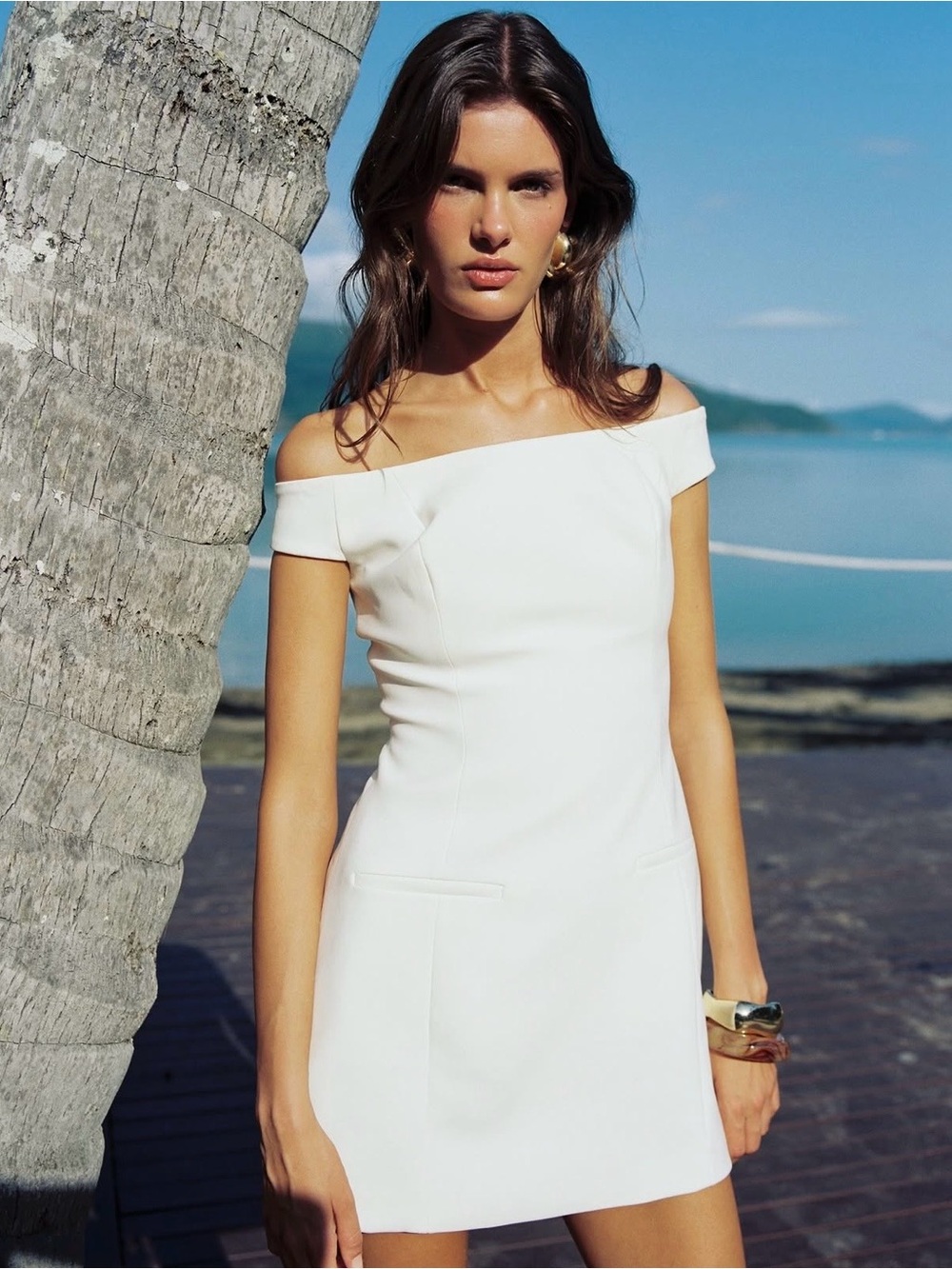 NWT Kookai Alto Off Shoulder Mini Dress in Coconut Milk Size 34